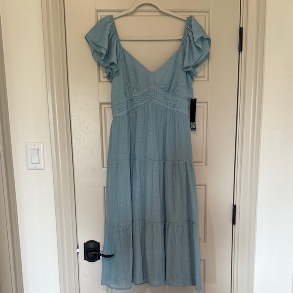Trixxi Ruched Midi Sundress with Sweetheart Neckline